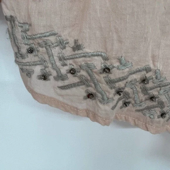 Parker Blouse Womens Sz Small Pink Gray Embroidery Sequins Beaded Long Sleeve - Picture 6 of 9